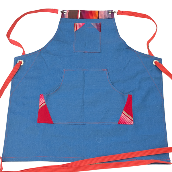 Maiz Red Cambaya with back straps (Blue Denim Base)