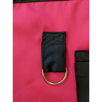 Pink Half Apron with black* straps & pockets, floral heart detail