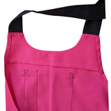 Pink Ladies Apron with black trim and floral heart pocket